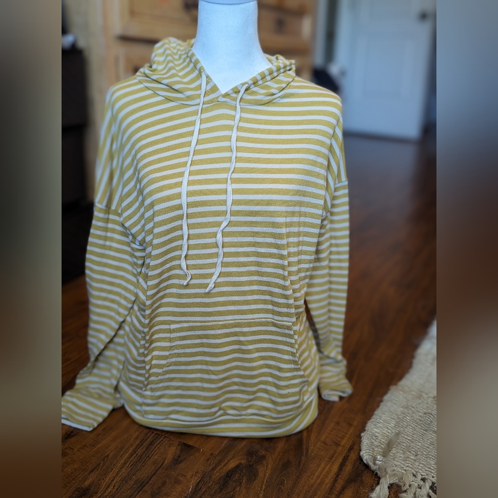 Promesa boutique yellow and white striped hoodie